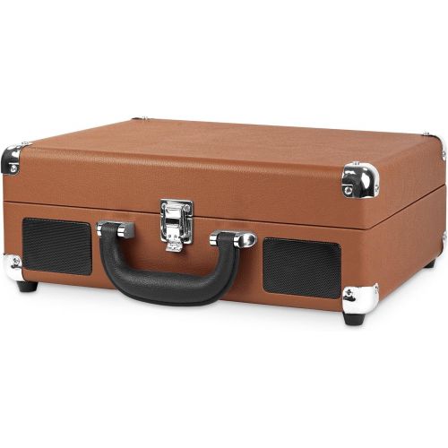  [아마존베스트]Victrola Vintage 3-Speed Bluetooth Suitcase Turntable with Speakers, Cognac