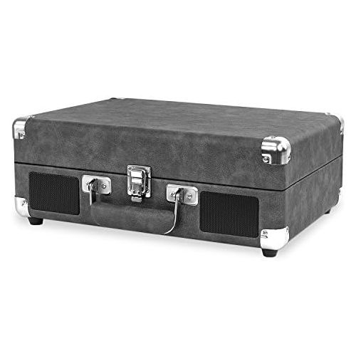  [아마존베스트]Victrola Vintage 3-Speed Bluetooth Suitcase Turntable with Speakers, Gray