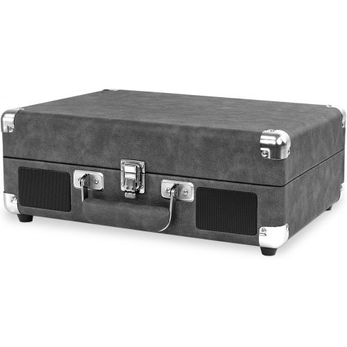  [아마존베스트]Victrola Vintage 3-Speed Bluetooth Suitcase Turntable with Speakers, Gray