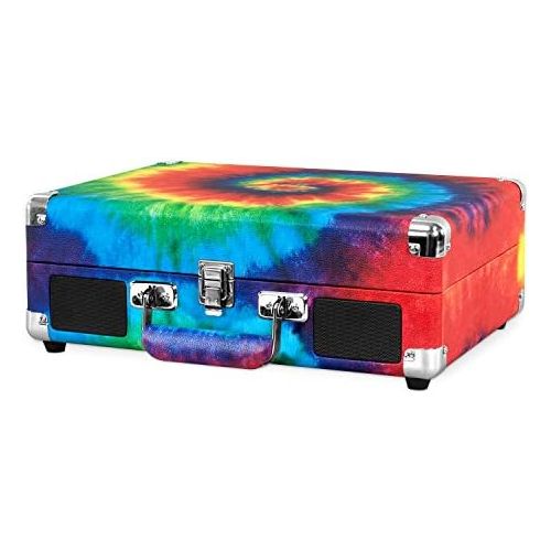  [아마존베스트]Victrola Vintage 3-Speed Bluetooth Suitcase Turntable with Speakers, Tie Dye