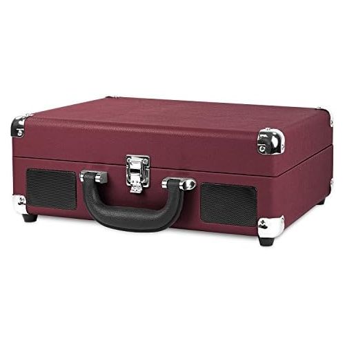  [아마존베스트]Victrola Vintage 3-Speed Bluetooth Suitcase Turntable with Speakers, Marsala