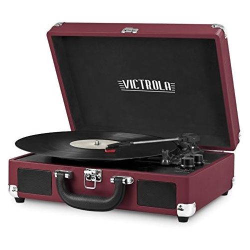  [아마존베스트]Victrola Vintage 3-Speed Bluetooth Suitcase Turntable with Speakers, Marsala