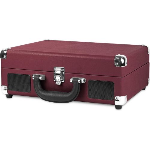  [아마존베스트]Victrola Vintage 3-Speed Bluetooth Suitcase Turntable with Speakers, Marsala