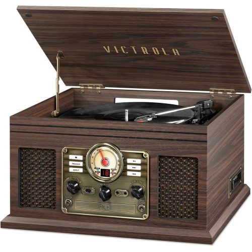  [아마존베스트]Victrola Nostalgic Classic Wood 6-in-1 Bluetooth Turntable Entertainment Center, Espresso