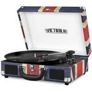 [아마존베스트]Victrola Vintage 3-Speed Bluetooth Suitcase Turntable with Speakers, UK Flag