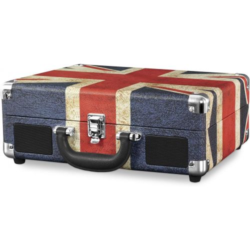  [아마존베스트]Victrola Vintage 3-Speed Bluetooth Suitcase Turntable with Speakers, UK Flag