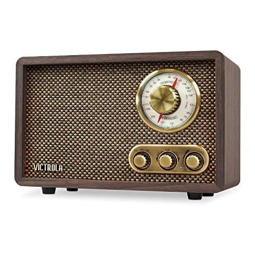  [아마존베스트]Victrola Retro Wood Bluetooth FM/AM Radio with Rotary Dial, Espresso