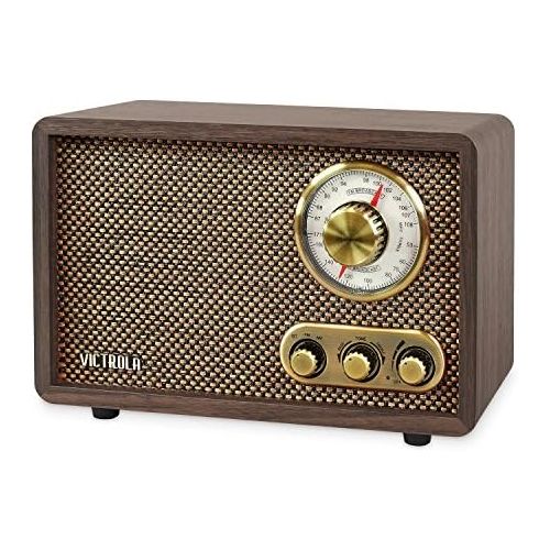  [아마존베스트]Victrola Retro Wood Bluetooth FM/AM Radio with Rotary Dial, Espresso