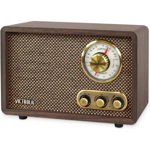  [아마존베스트]Victrola Retro Wood Bluetooth FM/AM Radio with Rotary Dial, Espresso