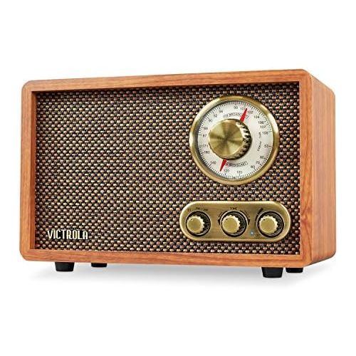  [아마존베스트]Victrola Retro Wood Bluetooth FM/AM Radio with Rotary Dial, Walnut