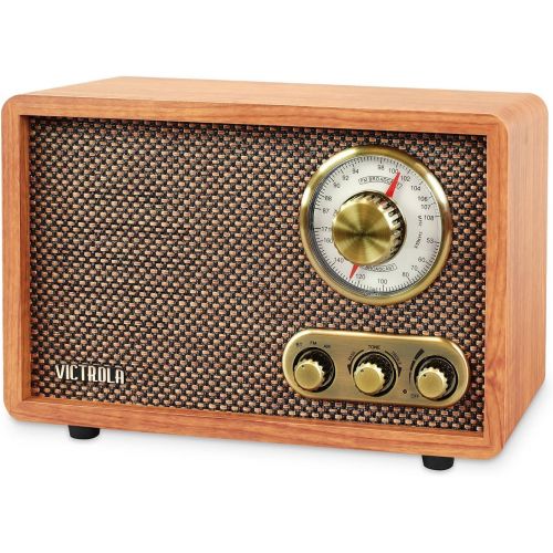  [아마존베스트]Victrola Retro Wood Bluetooth FM/AM Radio with Rotary Dial, Walnut