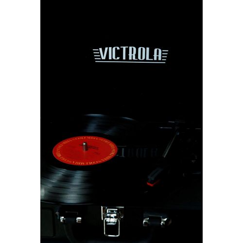  Victrola Vintage 3-Speed Bluetooth Suitcase Turntable with Speakers, Black