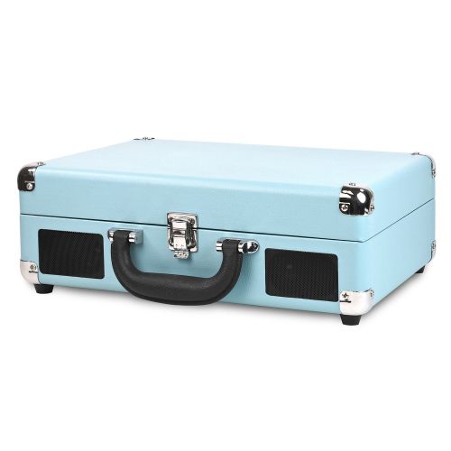  Innovative Technology VSC-550BT-TQ Victrola Vintage 3-Speed Bluetooth Suitcase Turntable with Speakers, Turquoise