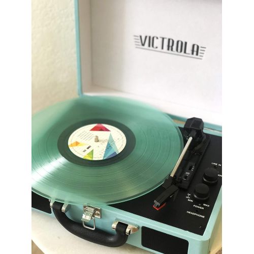  Innovative Technology VSC-550BT-TQ Victrola Vintage 3-Speed Bluetooth Suitcase Turntable with Speakers, Turquoise