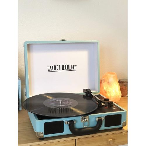  Innovative Technology VSC-550BT-TQ Victrola Vintage 3-Speed Bluetooth Suitcase Turntable with Speakers, Turquoise