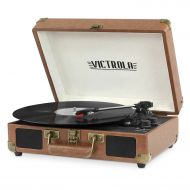 Victrola Vintage 3-Speed Bluetooth Suitcase Turntable with Speakers, Brown