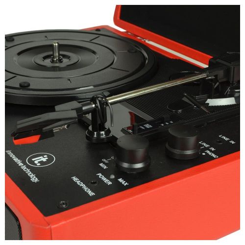 Victrola Vintage 3-Speed Bluetooth Suitcase Turntable with Speakers, Red