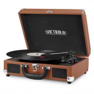 Victrola Vintage 3-Speed Bluetooth Suitcase Turntable with Speakers, Cognac