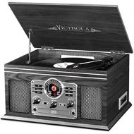 [아마존베스트]Victrola Nostalgic Classic Wood 6-in-1 Bluetooth Turntable Entertainment Center, Graphite
