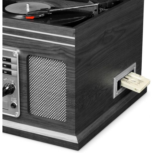  Victrola Nostalgic Classic Wood 6-in-1 Bluetooth Turntable Entertainment Center, Graphite