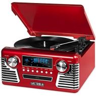 Victrola 50s Retro 3-Speed Bluetooth Turntable with Stereo, CD Player and Speakers, Red