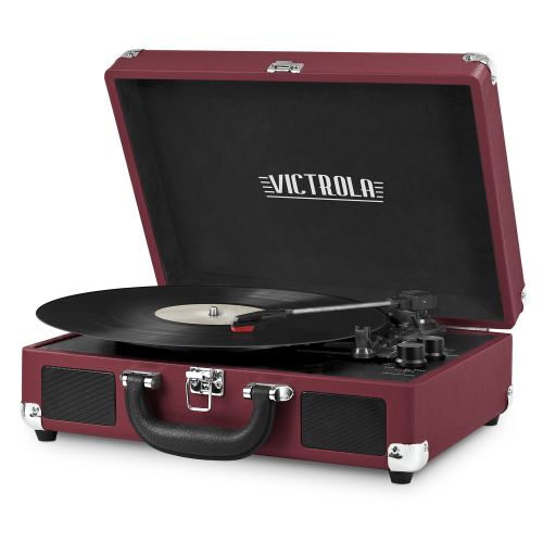  Victrola Vintage 3-Speed Bluetooth Suitcase Turntable with Speakers, Marsala