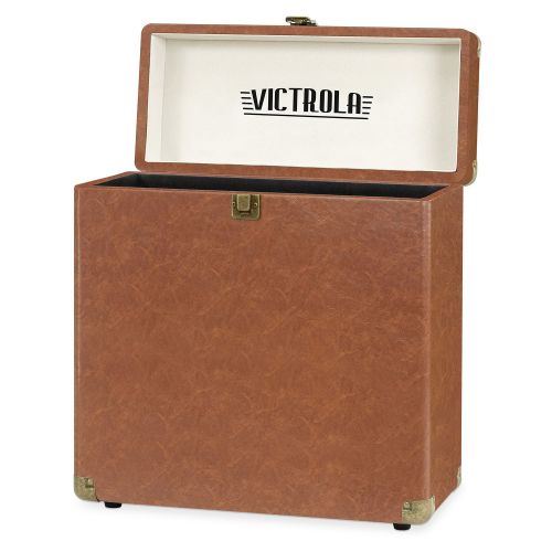  Victrola Vintage Vinyl Record Storage Carrying Case for 30+ Records, Brown