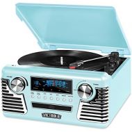 [아마존베스트]Victrola 50s Retro 3-Speed Bluetooth Turntable with Stereo, CD Player and Speakers, Teal