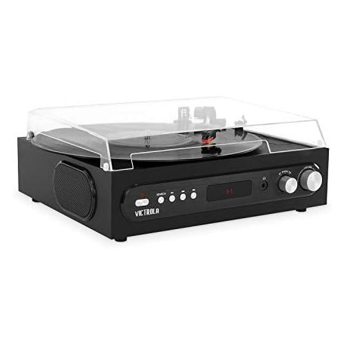  Victrola All-in-1 Bluetooth Record Player with Built in Speakers and 3-Speed Turntable Black (VTA-65-BLK)