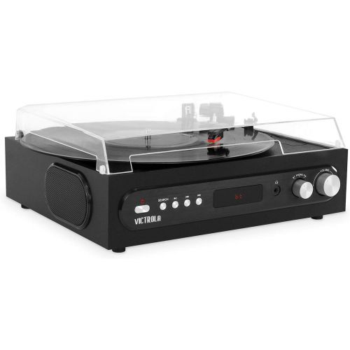  Victrola All-in-1 Bluetooth Record Player with Built in Speakers and 3-Speed Turntable Black (VTA-65-BLK)