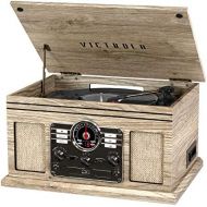 Victrola Nostalgic Classic Wood 6-in-1 Bluetooth Turntable Entertainment Center, Farmhouse Oatmeal VTA-200B-FOT: Electronics