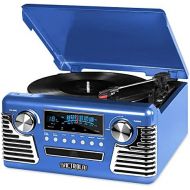 Victrola 50s Retro 3-Speed Bluetooth Turntable with Stereo, CD Player and Speakers, Blue