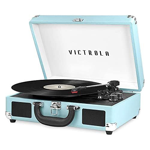  Innovative Technology VSC-550BT-TQ Victrola Vintage 3-Speed Bluetooth Suitcase Turntable with Speakers, Turquoise