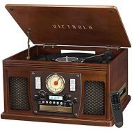 Victrola VTA-600B-ESP 블루투스 턴테이블 스테레오 턴테이블 LP판 오디오 Navigator 8-In-1 Classic Bluetooth Record Player with USB Encoding and 3-Speed Turntable, Brown (Espresso)