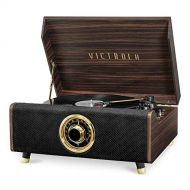 Victrolas 4-in-1 Highland Bluetooth Record Player with 3-Speed Turntable with FM Radio
