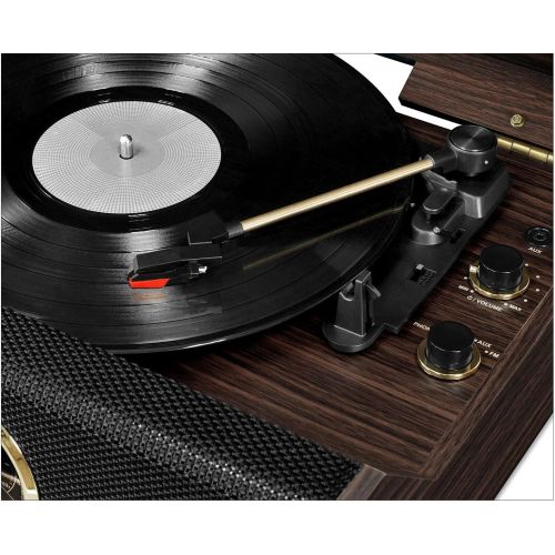  Victrolas 4-in-1 Highland Bluetooth Record Player with 3-Speed Turntable with FM Radio
