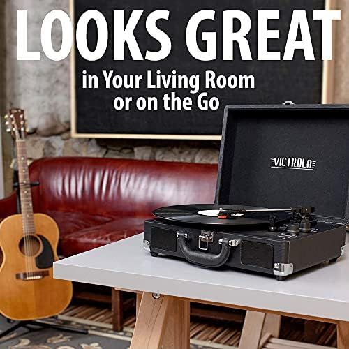  Victrola Bluetooth Suitcase Record Player with 3-Speed Turntable, Farmhouse Oatmeal