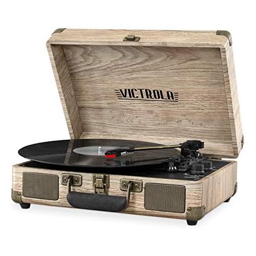  Victrola Bluetooth Suitcase Record Player with 3-Speed Turntable, Farmhouse Oatmeal