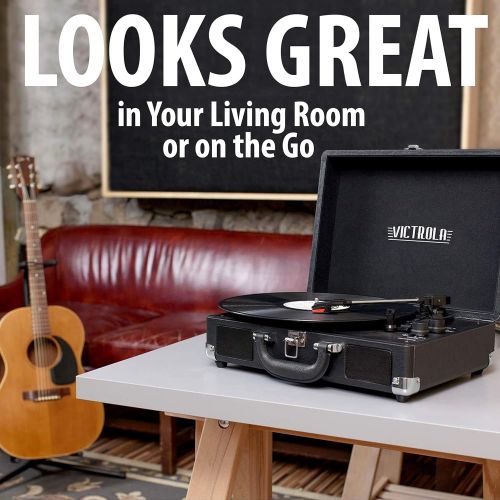  Victrola Bluetooth Suitcase Record Player with 3-Speed Turntable, Farmhouse Oatmeal