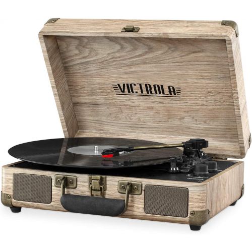  Victrola Bluetooth Suitcase Record Player with 3-Speed Turntable, Farmhouse Oatmeal