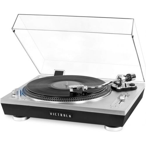  Victrola Pro Series USB Record Player with 2-Speed Turntable and Dust Cover Silver (VPRO-2000-SLV)