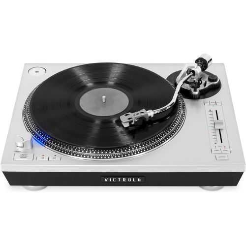  Victrola Pro Series USB Record Player with 2-Speed Turntable and Dust Cover Silver (VPRO-2000-SLV)