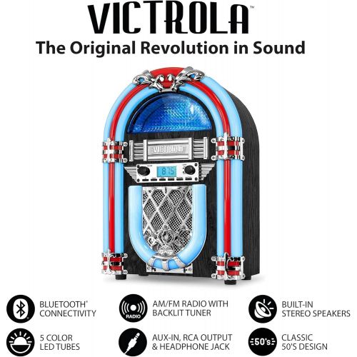  Victrola Nostalgic Wood Countertop Jukebox with Built-in Bluetooth