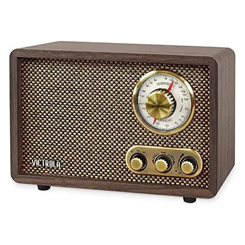  Victrola Retro Wood Bluetooth FM/AM Radio with Rotary Dial, Espresso