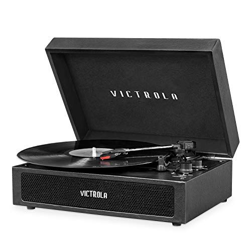  Victrola Parker Bluetooth Suitcase Record Player with 3-Speed Turntable, Black