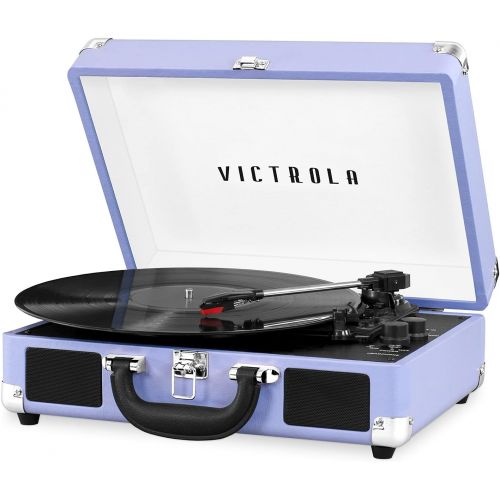  Victrola Vintage 3-Speed Bluetooth Portable Suitcase Record Player with Built-in Speakers | Upgraded Turntable Audio Sound| Includes Extra Stylus | Lavender (VSC-550BT-LVG)