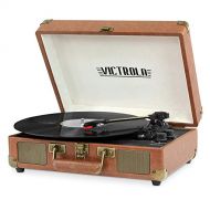Victrola Vintage 3-Speed Dual Bluetooth Portable Suitcase Record Player with Built-in Speakers Upgraded Audio Sound Includes Extra Stylus Stream Vinyl to Any Bluetooth Speaker! Ret