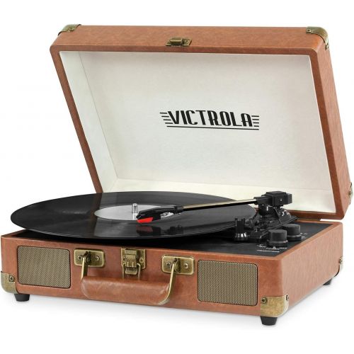  Victrola Vintage 3-Speed Dual Bluetooth Portable Suitcase Record Player with Built-in Speakers Upgraded Audio Sound Includes Extra Stylus Stream Vinyl to Any Bluetooth Speaker! Ret