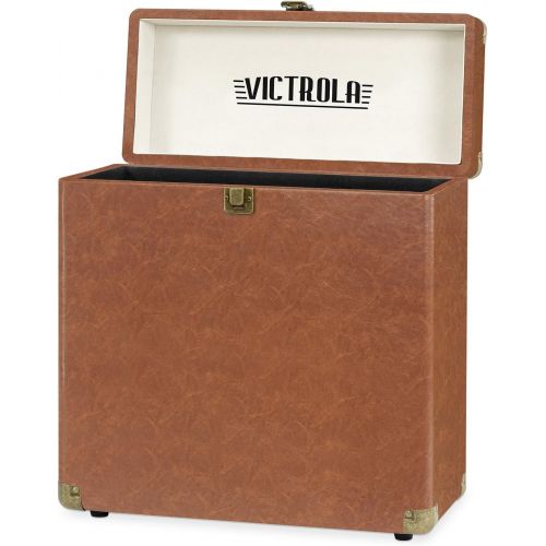  Victrola Vintage Bluetooth Portable Suitcase Record Player & Vintage Vinyl Record Storage and Carrying Case, Fits All Standard Records - 33 1/3, 45 and 78 RPM, Holds 30 Albums, Bro