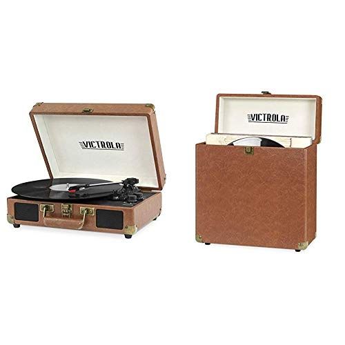  Victrola Bluetooth Suitcase Record Player 3-Speed Turntable & Storage case for Vinyl Turntable Records